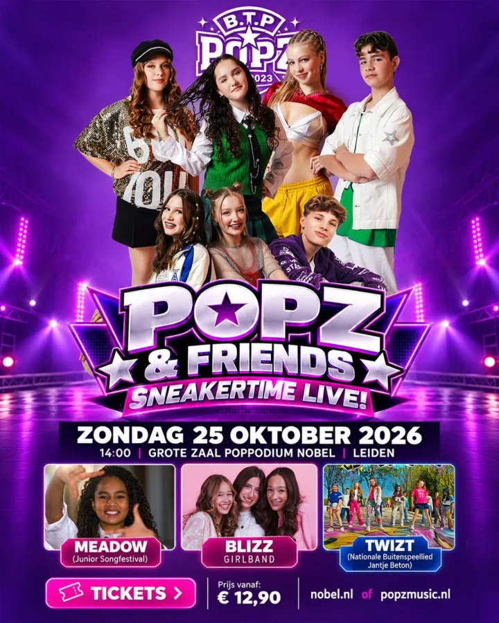 POPZ & FRIENDS: SNEAKERTIME LIVE! Zondag 25 oktober wordt Poppodium Nobel in Leiden dé plek voor een middag v…